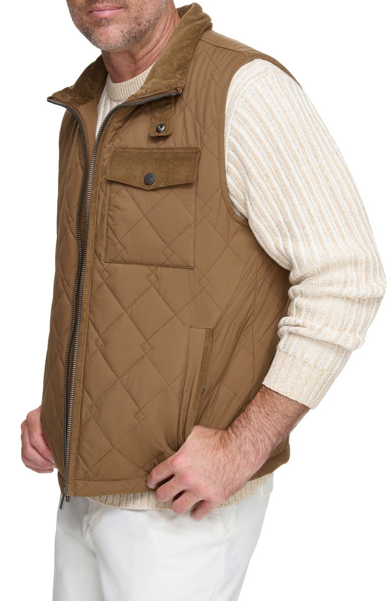 Andrew Marc Barnet Water Resistant Quilted Vest, Alternate, color, Sepia