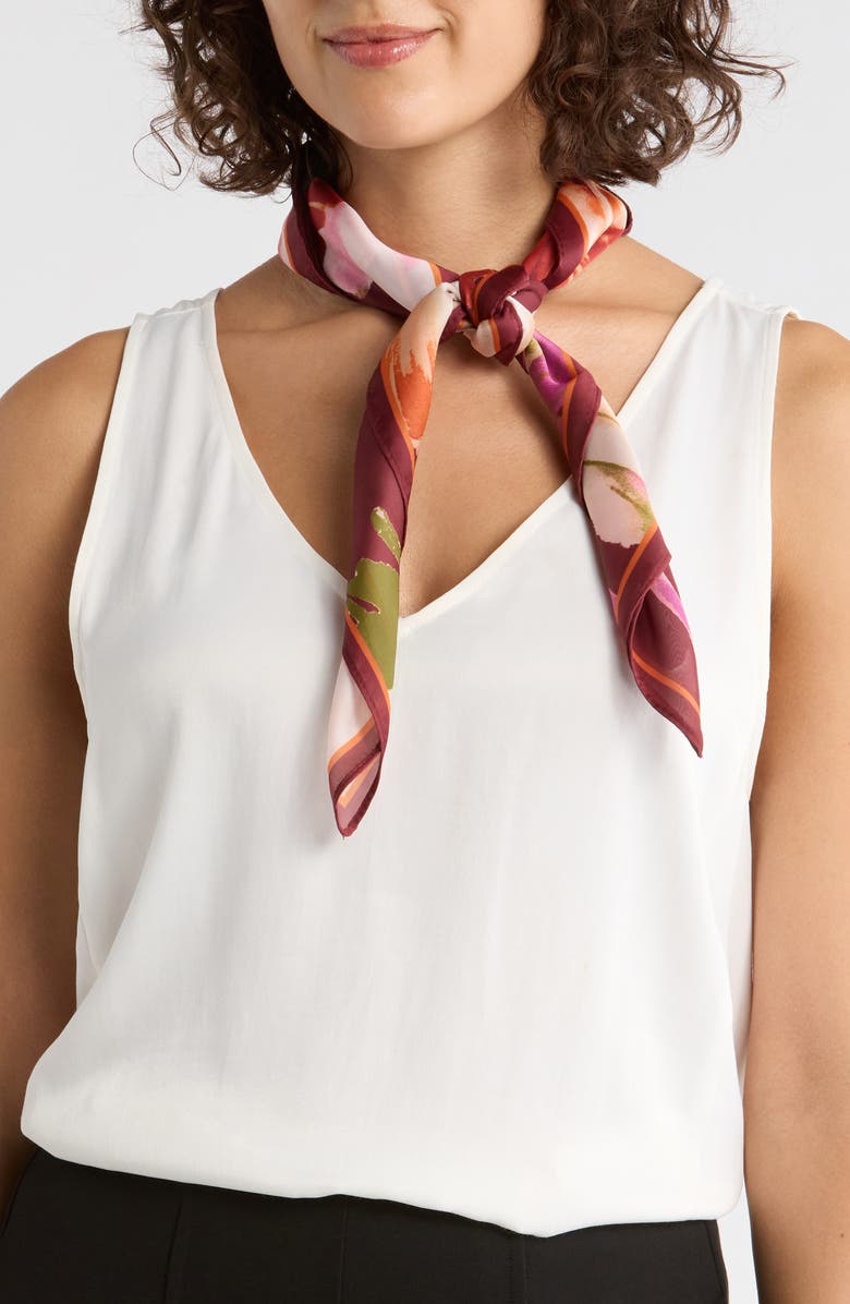Vince Camuto Exploded Blooms Square Scarf, Main, color, Magenta Multi