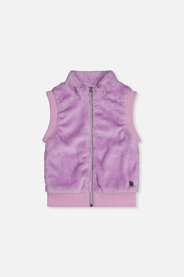 Faux Fur Zip Front Sleeveless Vest, Main, color, Violet
