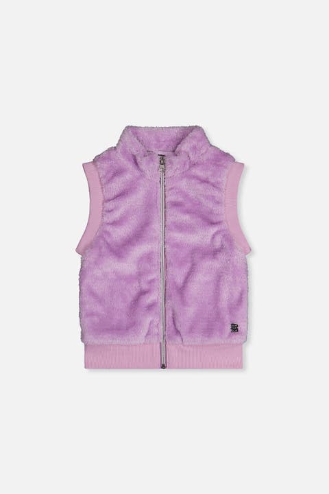 Faux Fur Zip Front Sleeveless Vest