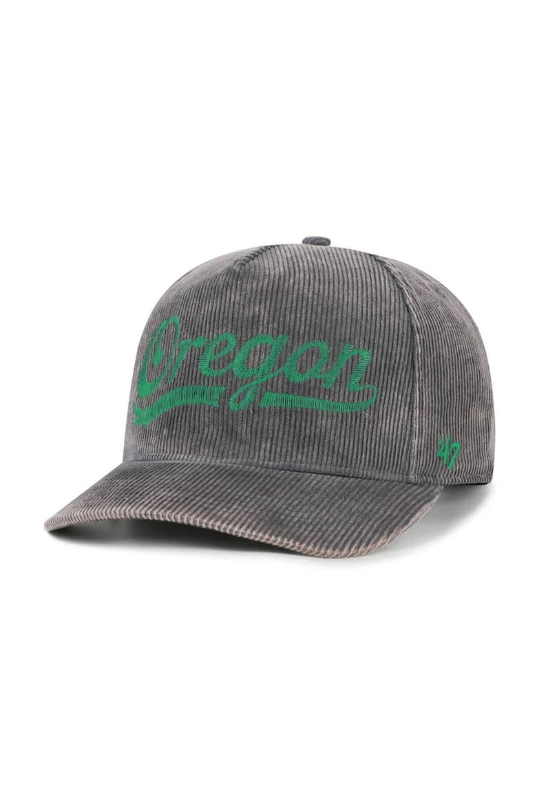 Men's '47  Gray Oregon Ducks Reclaim Snow Wash Corduroy Hitch Adjustable Hat, Main, color, Gray