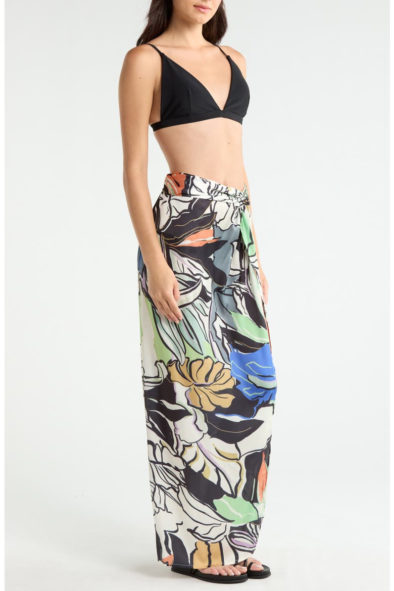 Print Sarong Maxi Skirt, Alternate, color, BLUE BOTANICAL