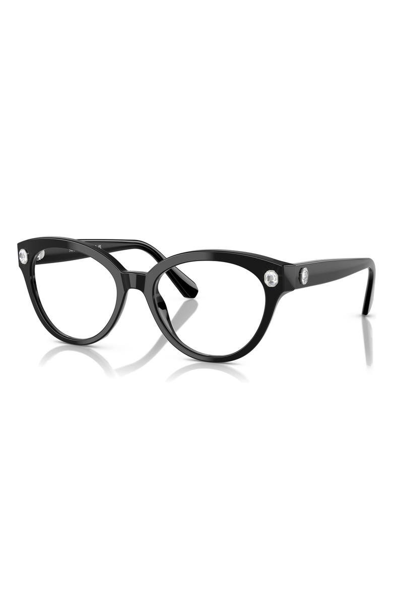 Swarovski 52mm Round Optical Glasses, Alternate, color, Black