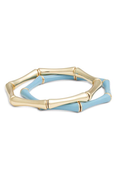 Set of 2 Bamboo Link Stretch Bracelets