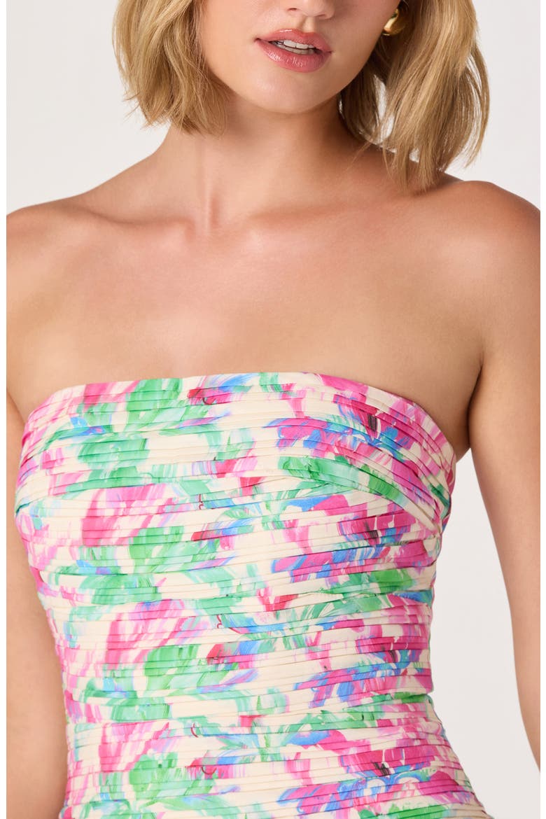 Ella Floral Print Strapless Minidress, Alternate, color, PINK GREEN FLORAL