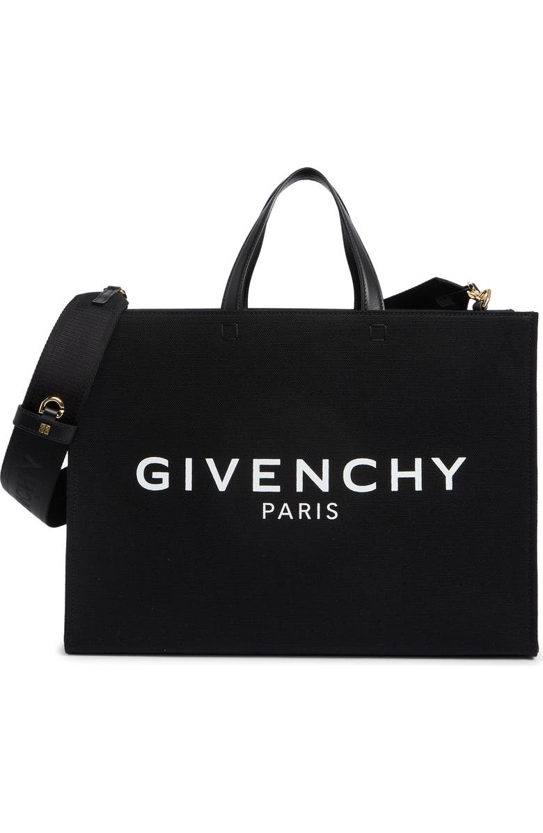 Givenchy Logo Print Medium Tote Shoulder Bag, Main, color, Black