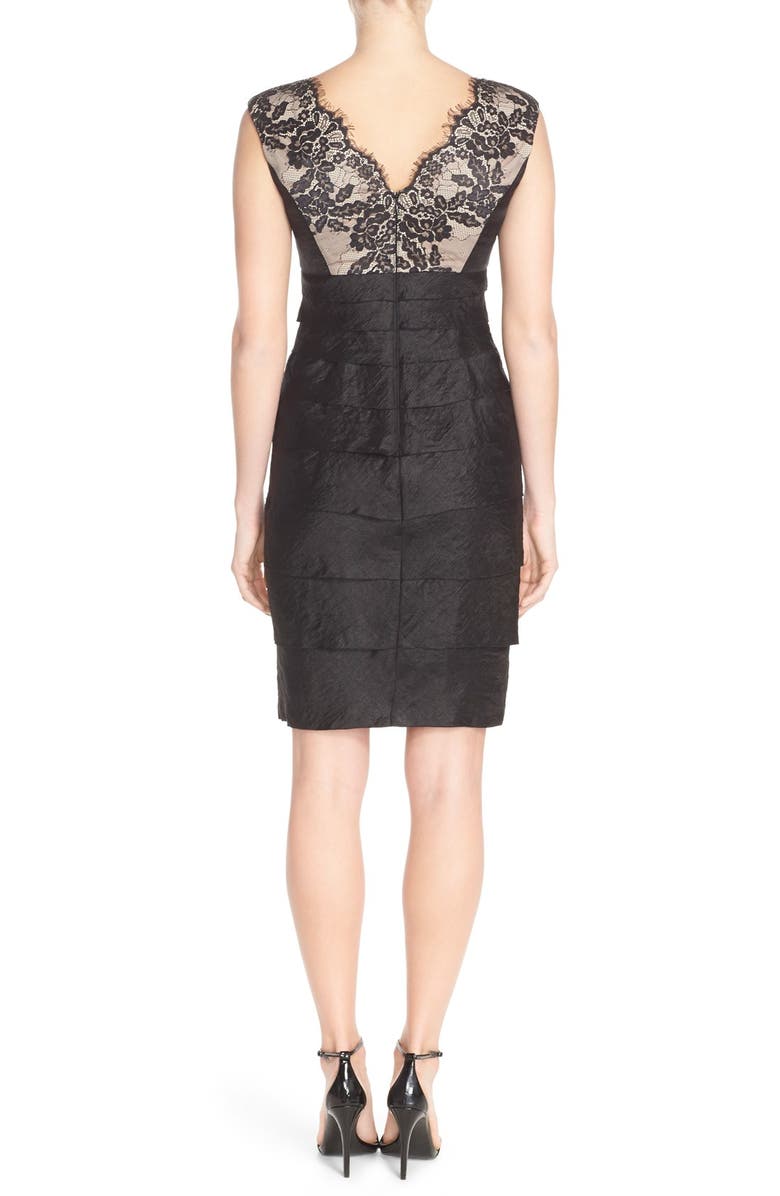 London Times Lace & Pleat Satin Sheath Dress, Alternate, color,