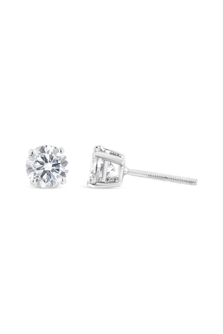14K White Gold 1 1/2 Cttw Diamond Classic Solitaire Stud Earrings, Alternate, color, White