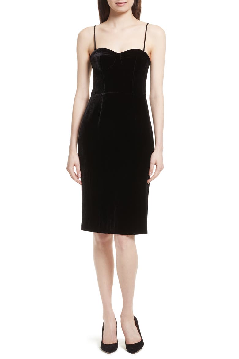 Luxe Velvet Corset Dress, Main, color, BLACK