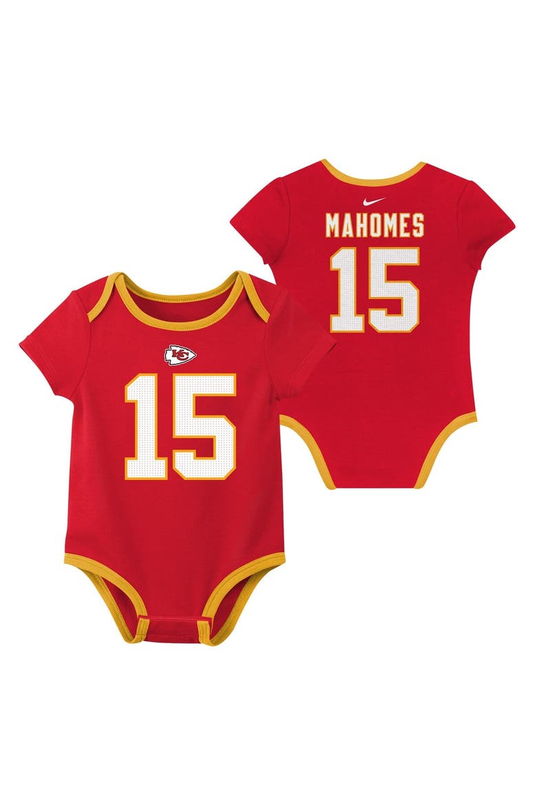 Newborn & Infant Nike Patrick Mahomes Kansas City Chiefs Name & Number 3-Pack Bodysuit Set, Alternate, color, Red