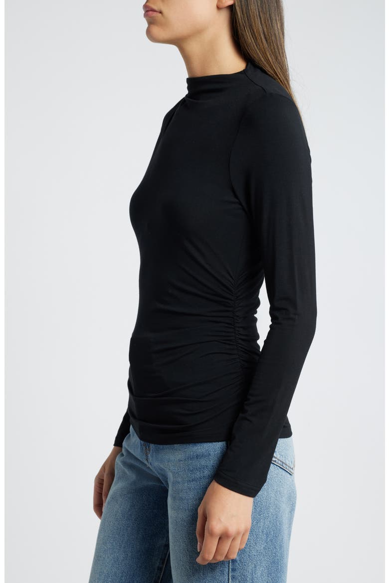 Joelle Ruched Funnel Neck Top, Alternate, color, BLACK ONYX