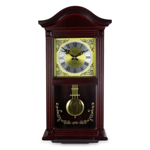 22in Wall Clock with Brass Pendulum and 4 Chimes