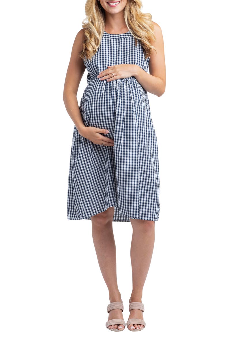Molly Gingham Maternity Dress, Main, color, GINGHAM