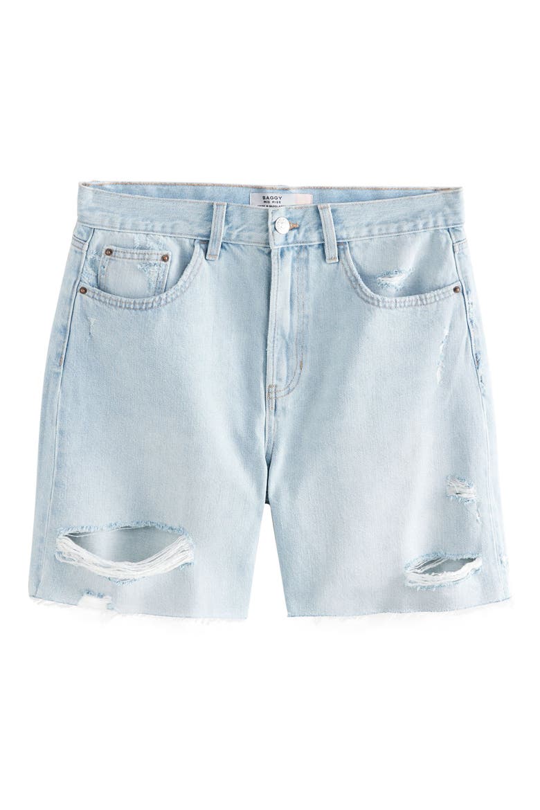 Slouchy Cutoff Denim Shorts, Main, color, BLUE