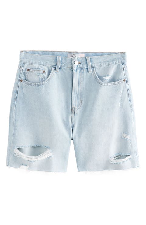 Slouchy Cutoff Denim Shorts