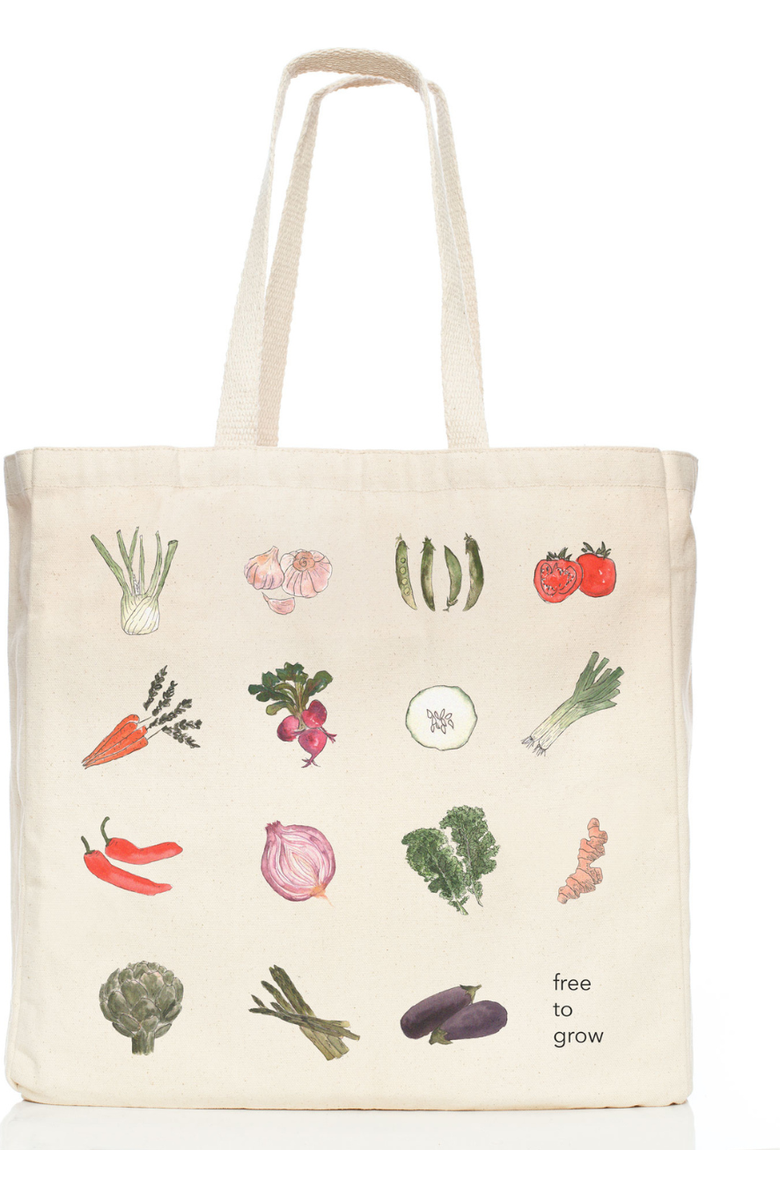 The Tote Project Free to Grow (Veggies) Tote, Main, color, Natural