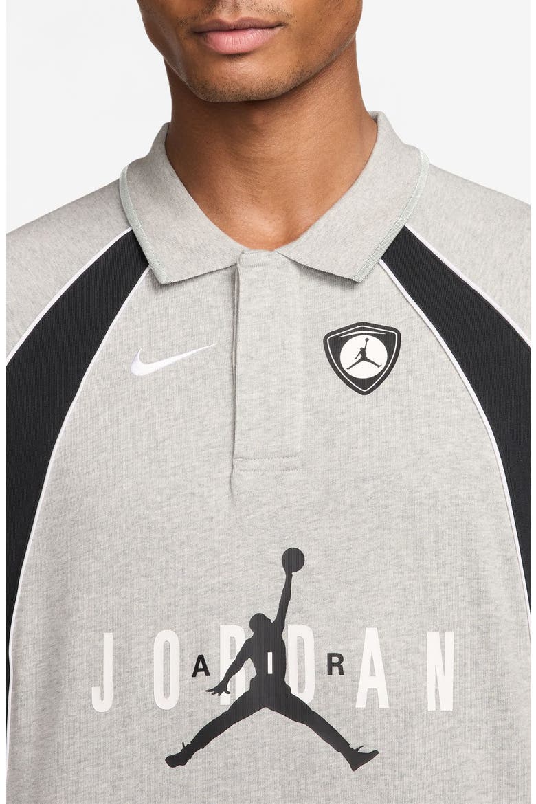 Flight Long Sleeve Cotton Polo, Alternate, color, GREY HEATHER/ BLACK/ BLACK