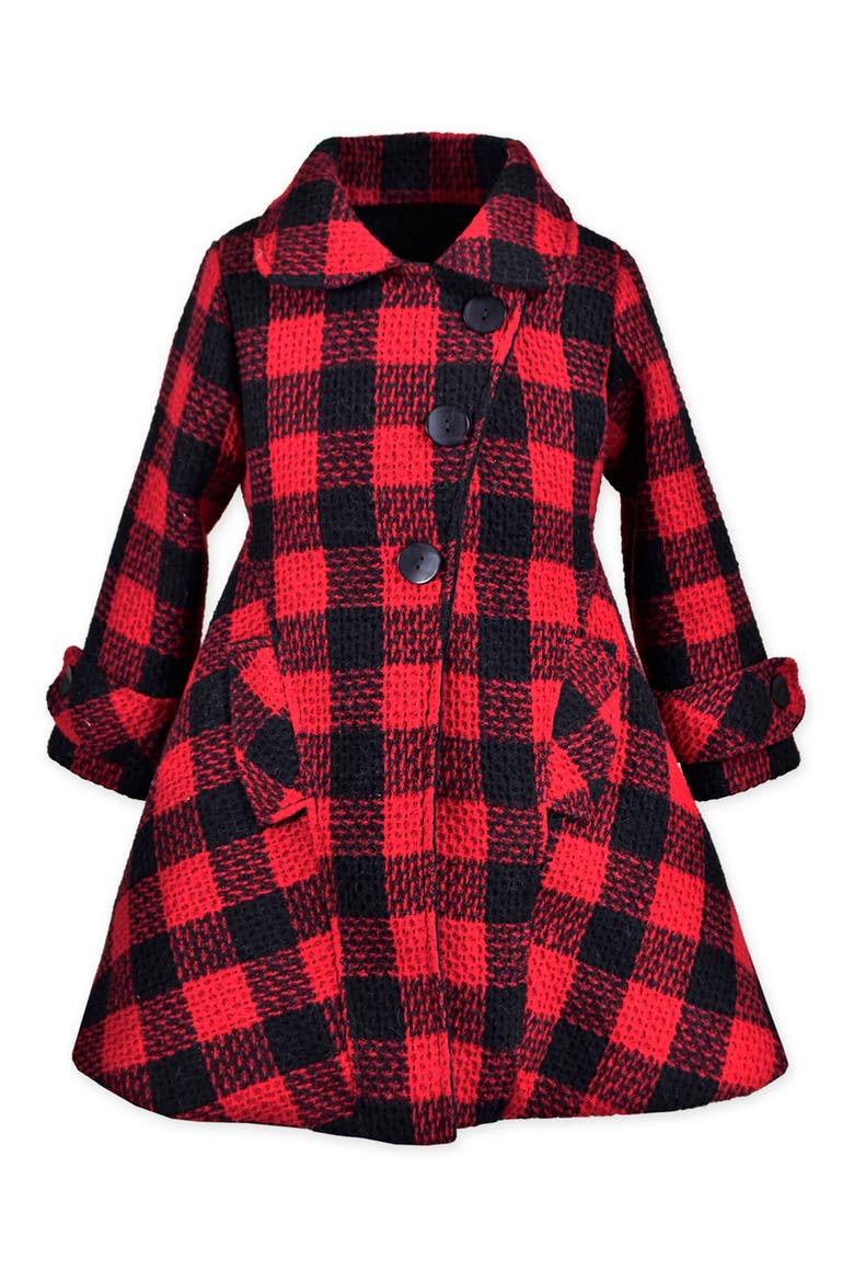 Check Fit & Flare Coat, Main, color, RBPS - RED BLACK PLAID