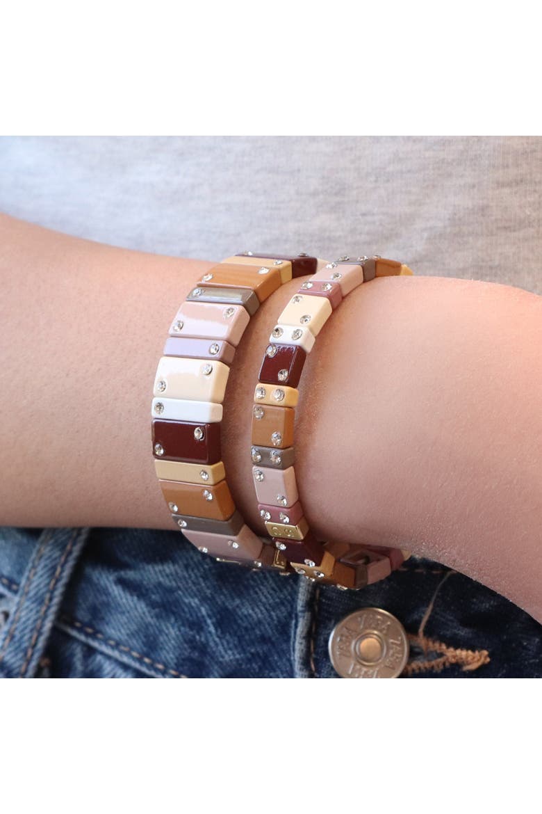 Mocha Domino Stretch Bracelet, Alternate, color, Mocha