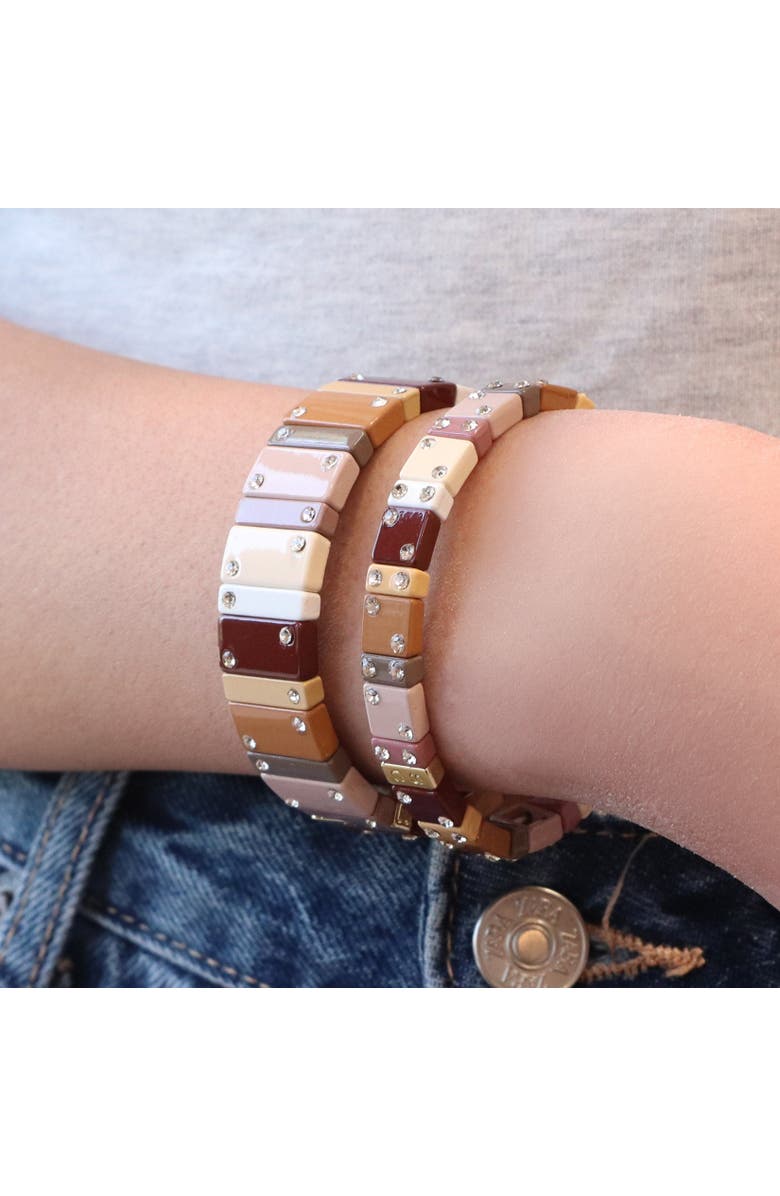 The Lovery Fine Jewelry Mocha Domino Stretch Bracelet, Alternate, color, Mocha