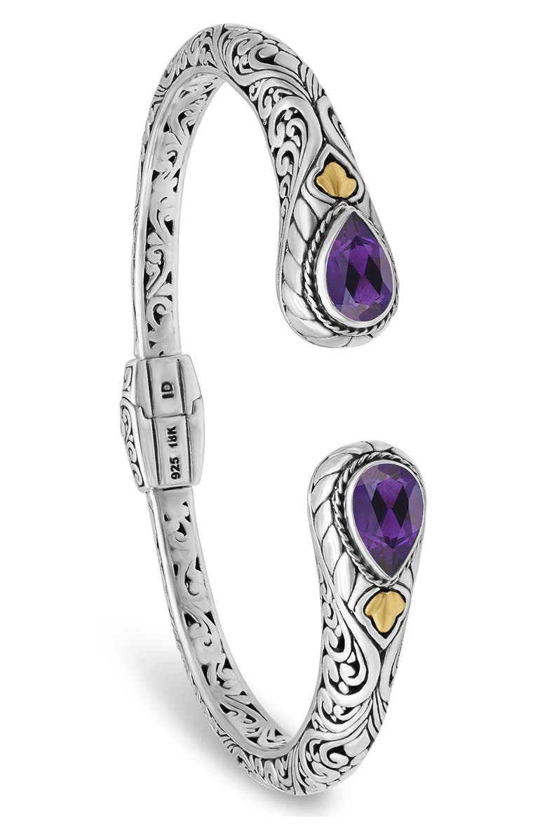 DEVATA Amethyst Bali Filigree Hinge Cuff Bracelet, Alternate, color, 