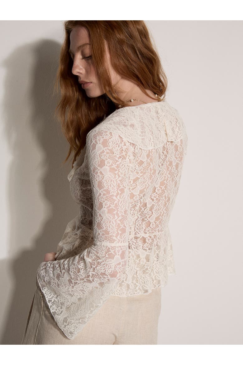 Lace Ruffle Cardigan, Alternate, color, Cream