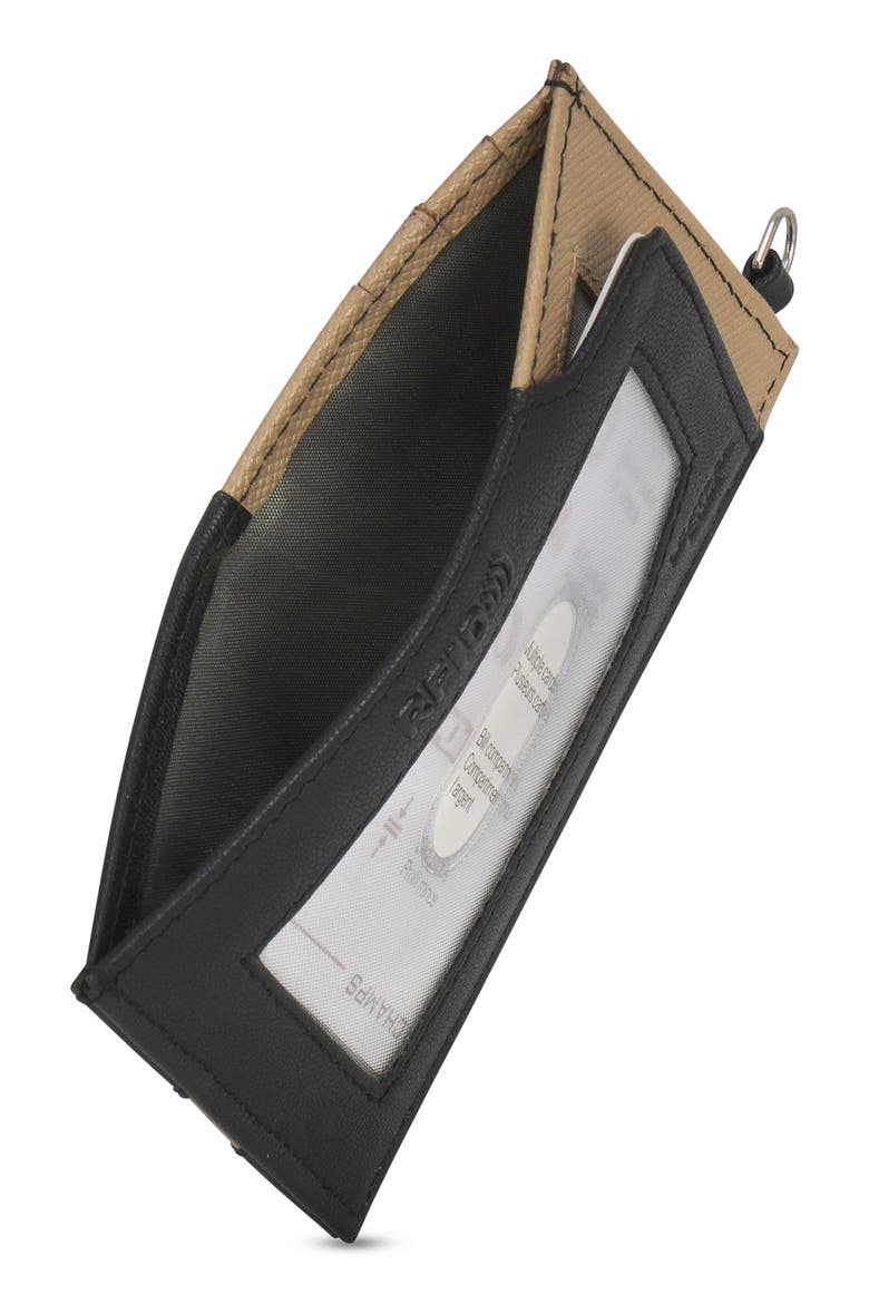 Iconic Leather Card Case, Alternate, color, BLACK/ IVORY