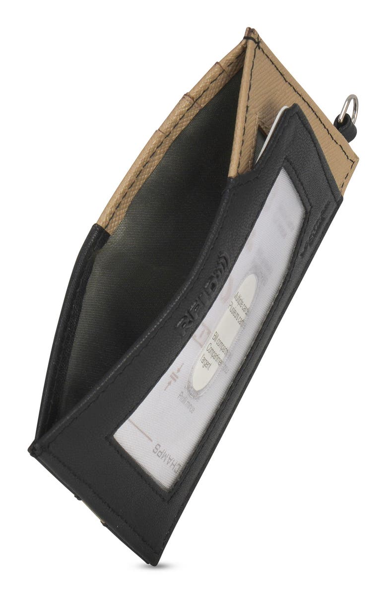 CHAMPS Iconic Leather Card Case, Alternate, color, Black/ Ivory