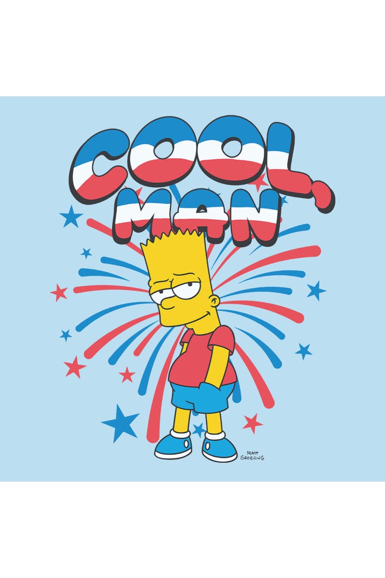 Men's The Simpsons Festive Cool Man Bart  Graphic T-Shirt, Alternate, color, Light Blue