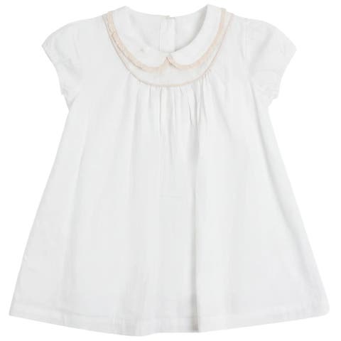 Scalloped Lace Collar Gathered Yoke Woven Dress (Toddler & Little Kid)