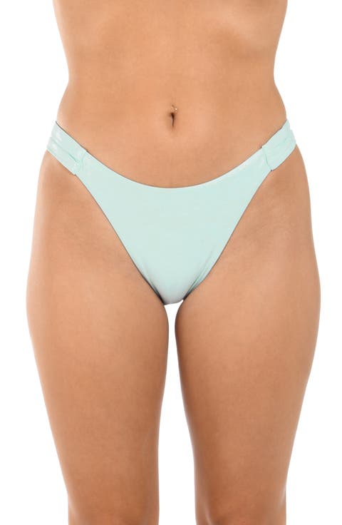 Iridescent Shirred Side Bikini Bottoms
