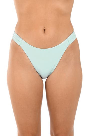 Citrus Iridescent Shirred Side Bikini Bottoms In Green