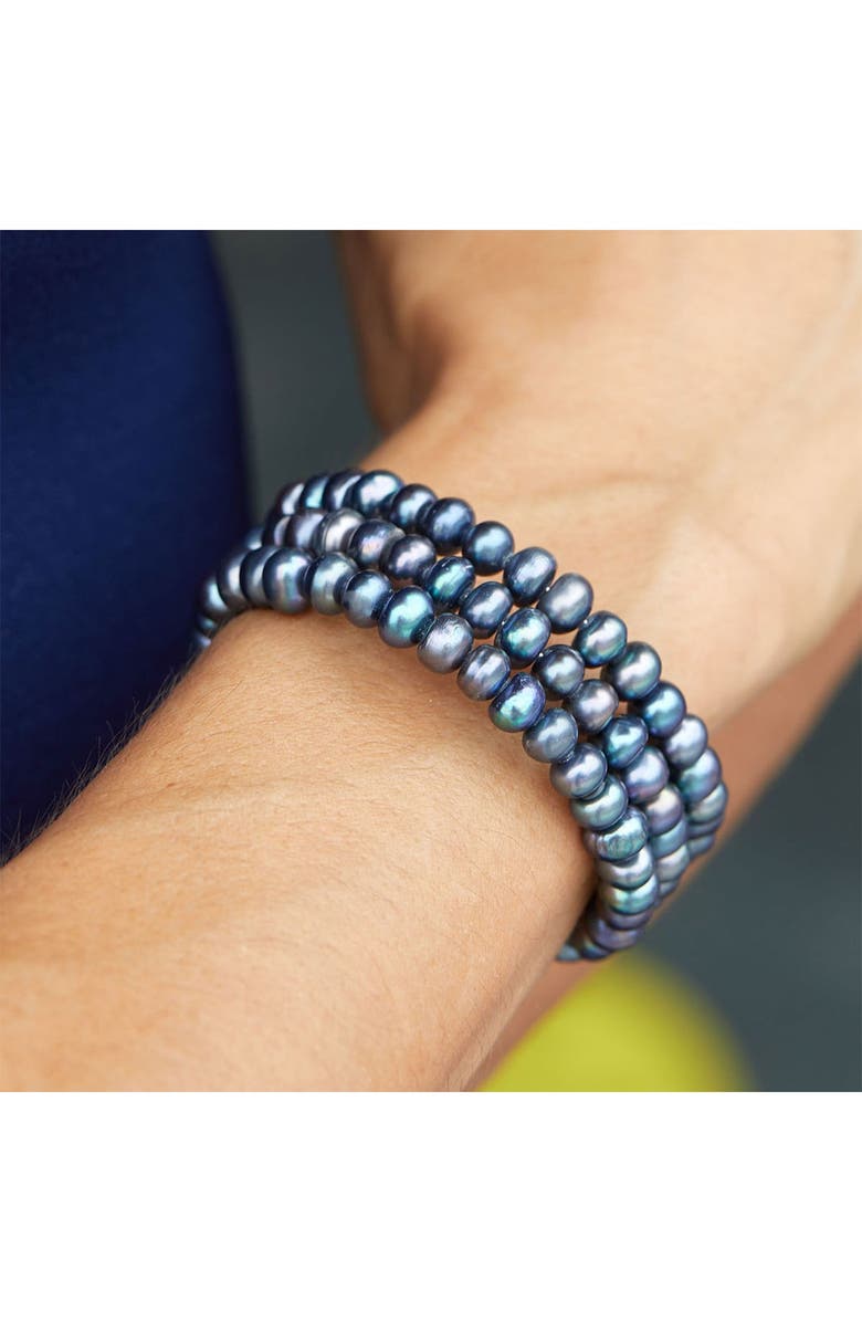 SAVVY CIE JEWELS Freshwater Peacock 6-7mm Pearl Wrap Bracelet, Alternate, color,