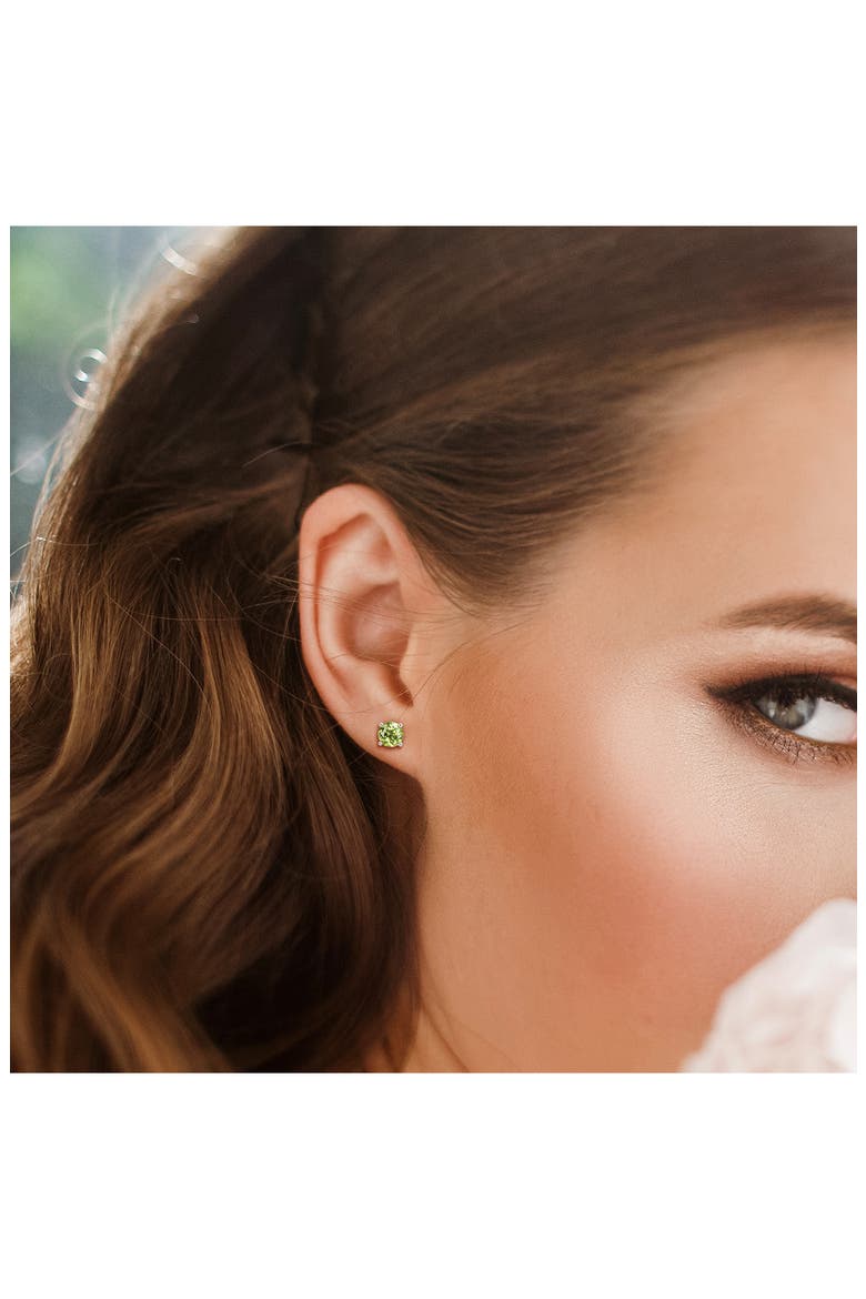 Sterling Silver Round Peridot Stud Earrings & Necklace Set, Alternate, color, GREEN