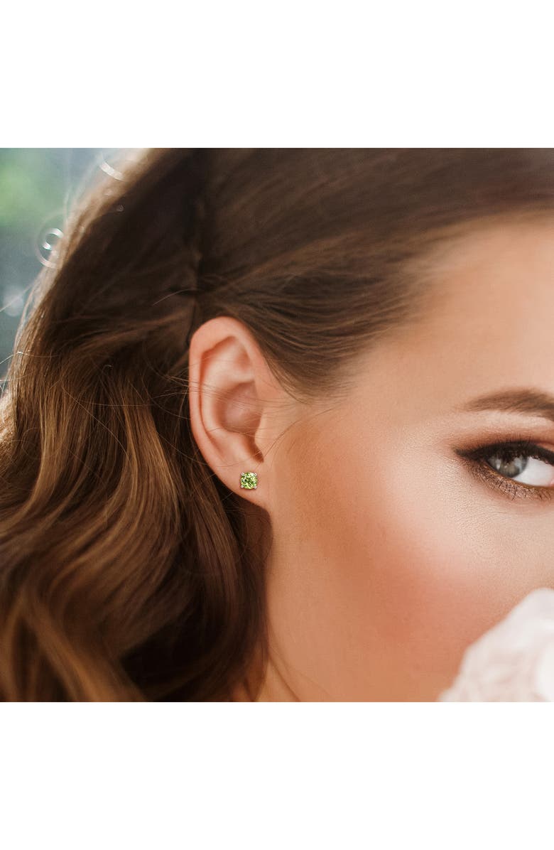 DELMAR Sterling Silver Round Peridot Stud Earrings & Necklace Set, Alternate, color, Green