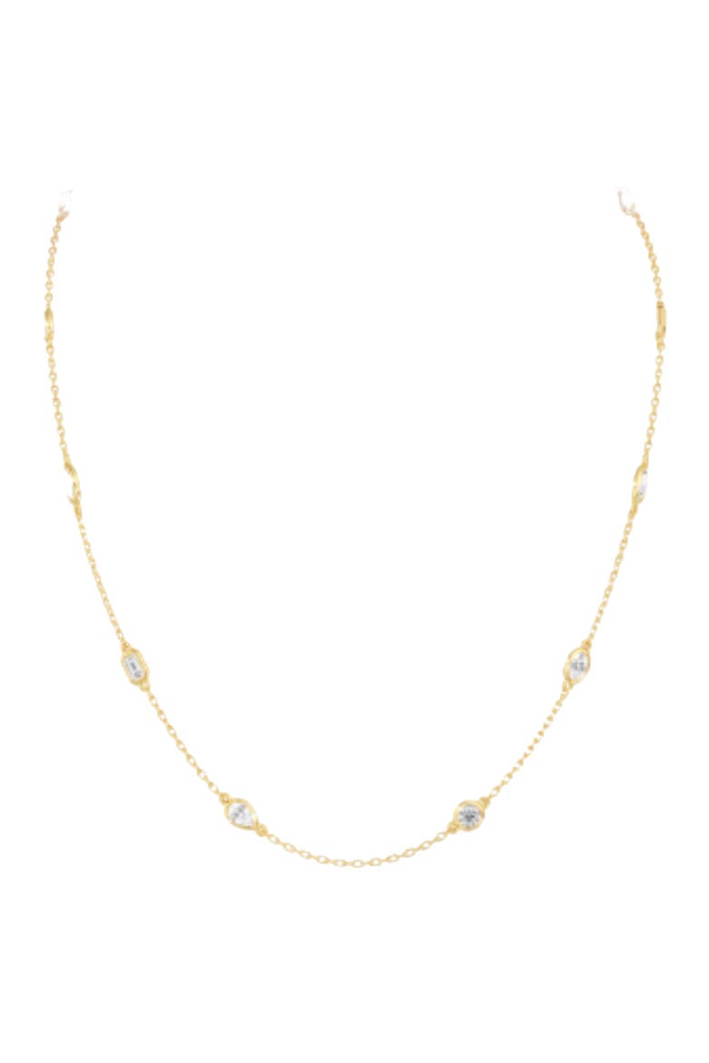 Multi Shape Bezel Station Lab Diamond Necklace in 14K, Main, color, Yellow Gold