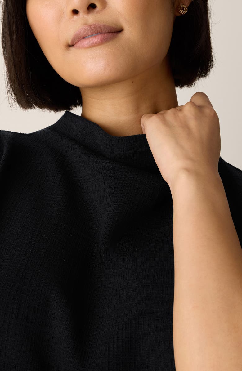 Eileen Fisher Funnel Neck Sleeveless Top, Alternate, color, Black