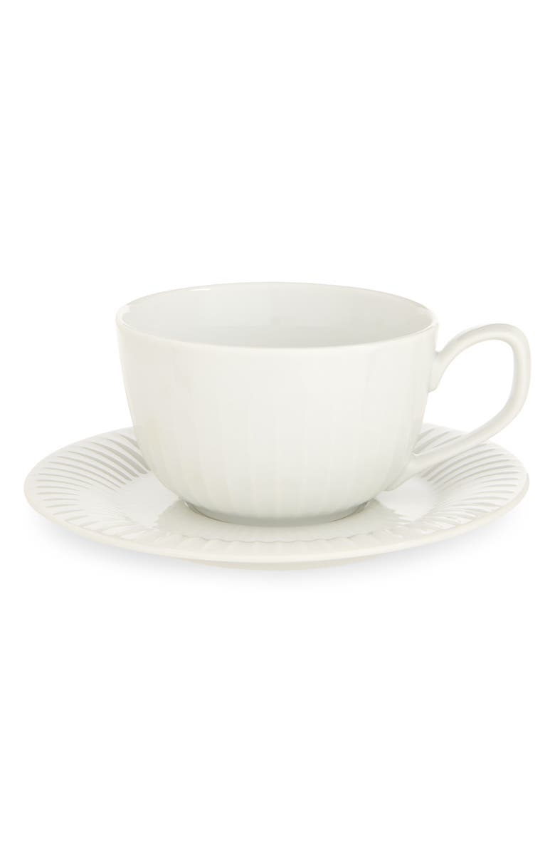 Kahler Hammershøi Coffee Cup & Saucer Set, Main, color, White