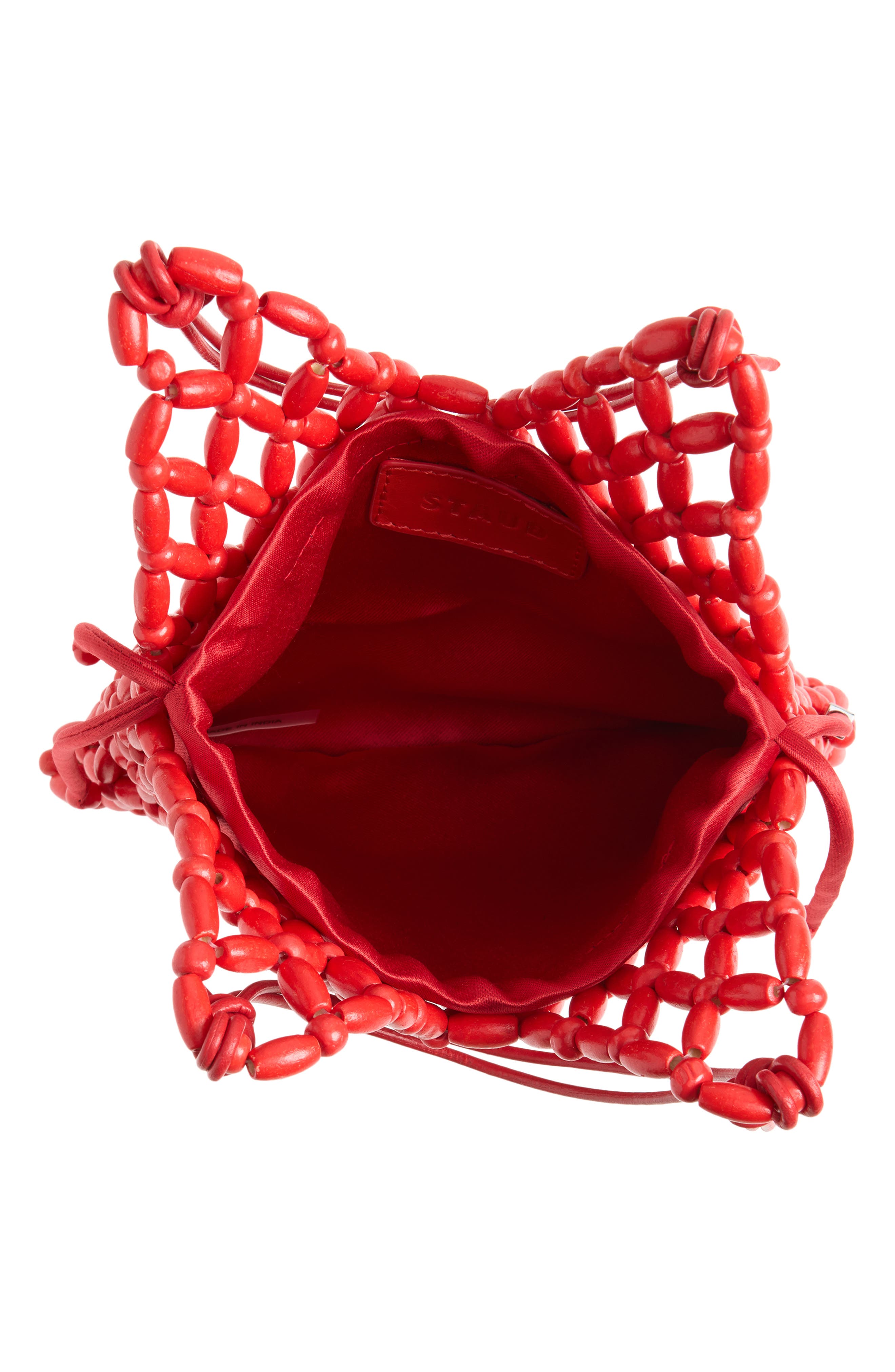 Karla Wood Beaded Shoulder Bag, Alternate, color, RED ROSE