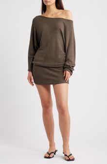 The Izzy Off the Shoulder Long Sleeve Sweater Minidress
