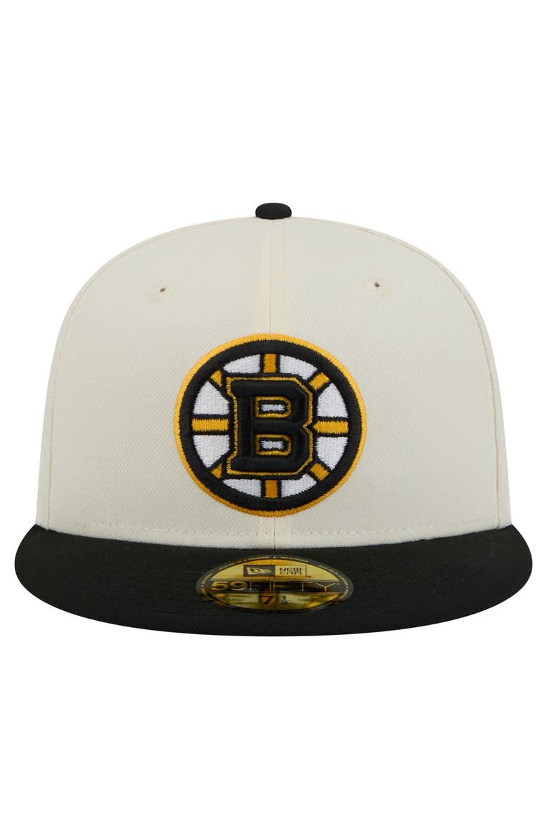 New Era Men's New Era White Boston Bruins Chrome Two-Toned 59FIFTY Fitted Hat, Alternate, color, Cream