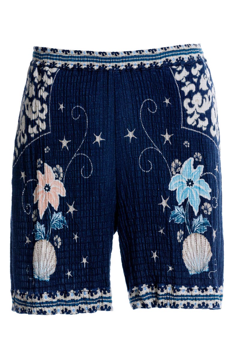 Agua Bendita Malaga Sereia Floral Cover-Up Shorts, Alternate, color, Blue