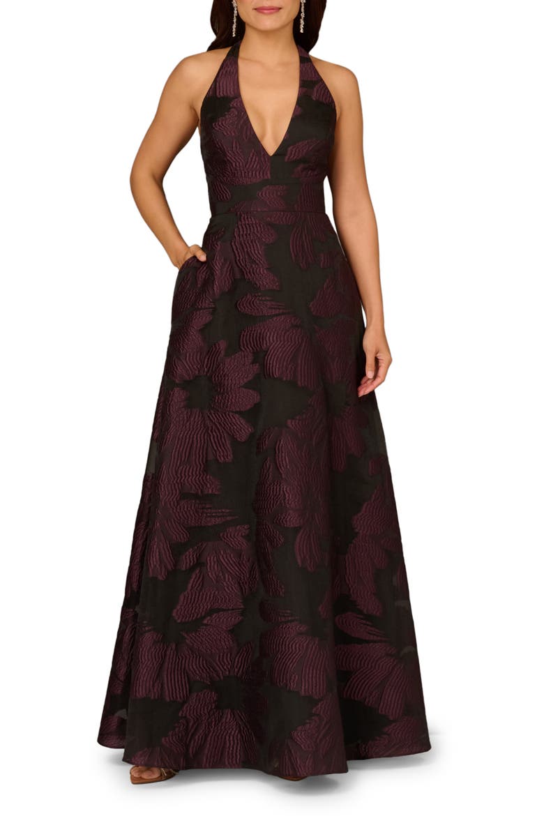 Sleeveless Organza Gown, Main, color, MIDNIGHT PLUM