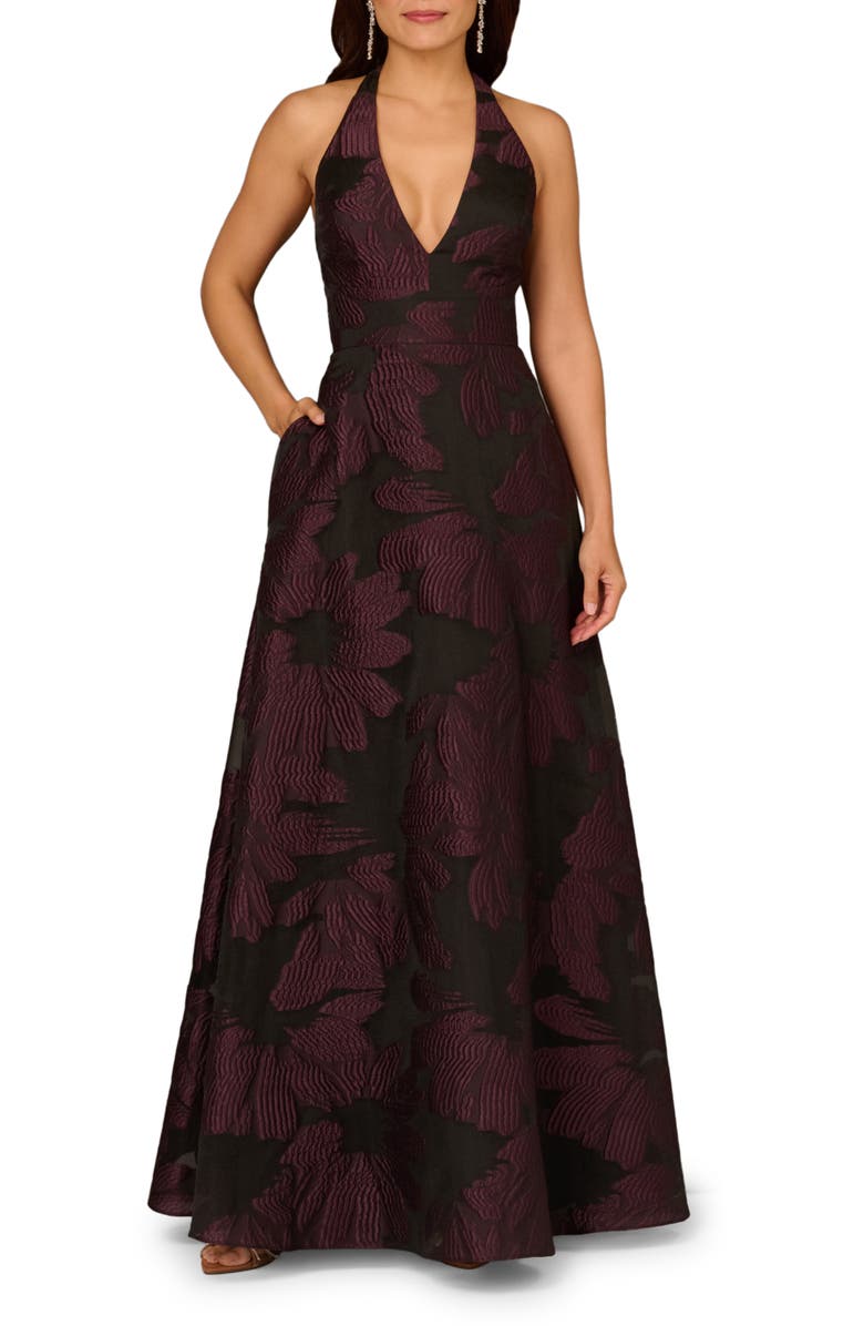 Aidan Mattox by Adrianna Papell Sleeveless Organza Gown, Main, color, Midnight Plum