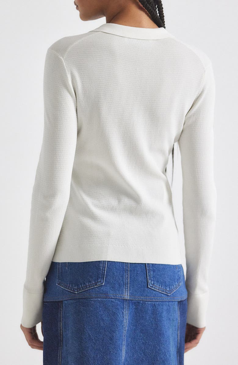Derek Lam 10 Crosby Pansy Long Sleeve Polo Sweater, Alternate, color, Blanc De Blanc