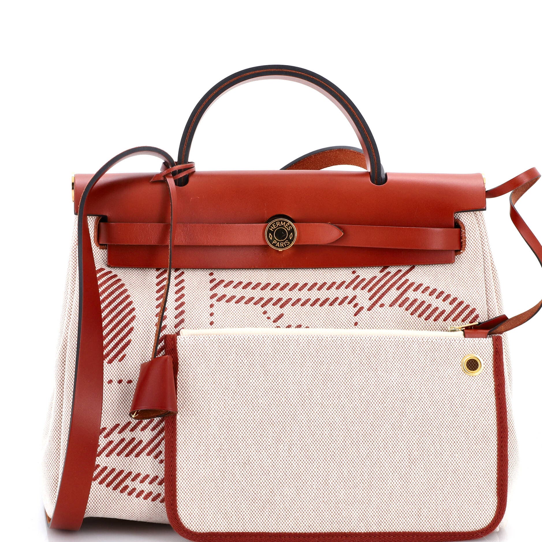 Pre-Owned Hermes Herbag Zip Relief Brides de Gala Toile and Leather 31, Alternate, color, 