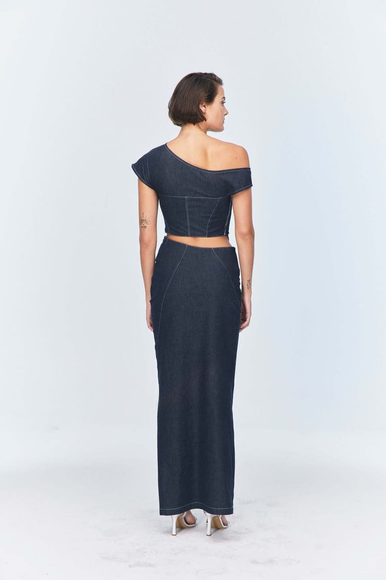 Vonk Asymmetric Denim Skirt, Alternate, color, Blue