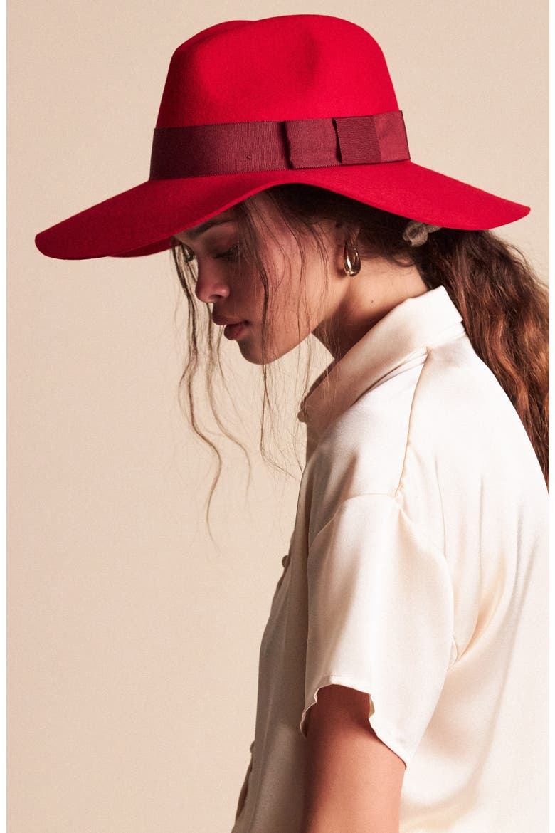 Piper Floppy Wool Felt Hat, Alternate, color, RED/ BURGUNDY