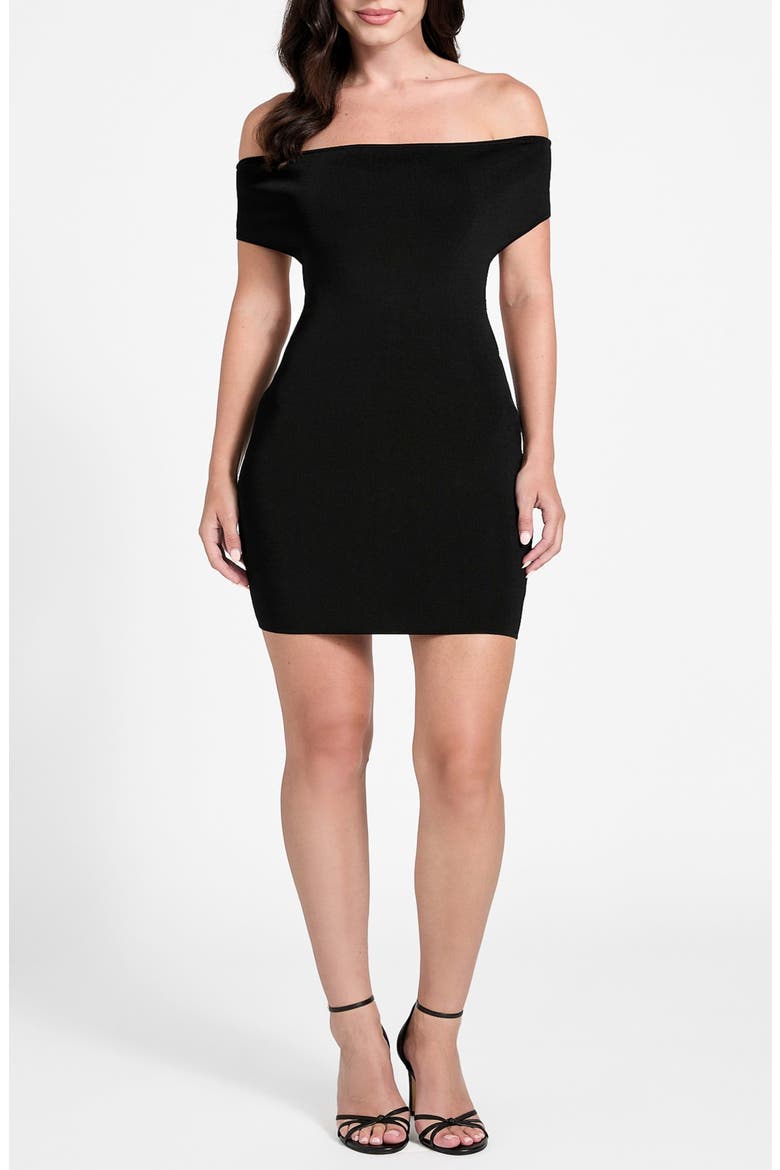 Katiya Off the Shoulder Minidress, Main, color, BLACK-BLACK