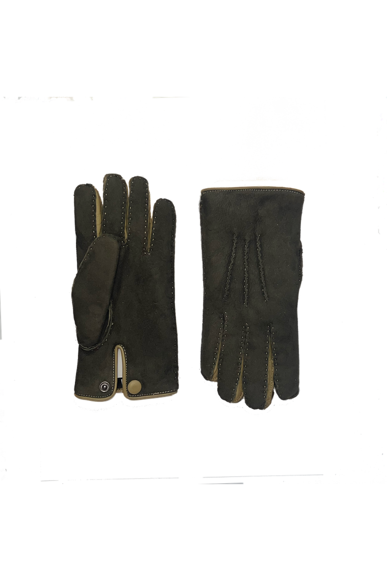 David Color Contrast Shearling Gloves, Main, color, Kaki/Laurier